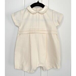 Pinni Organico Baby Romper 6M Ivory Baptism Outfit Made In Portugal NWT